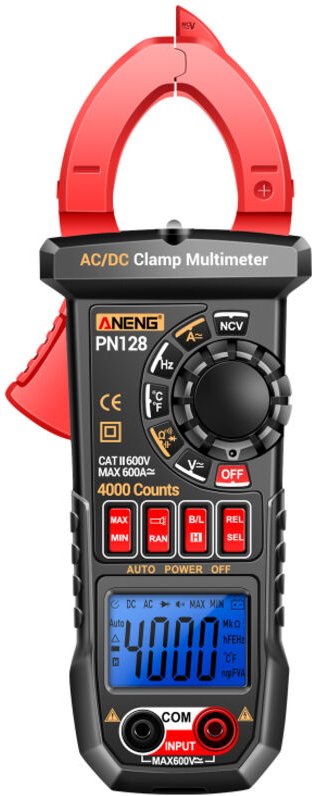 Pinza amperometrica digitale True RMS a 4000 conteggi, misura corrente AC/DC fino a 600A, tensione, resistenza, capacità...