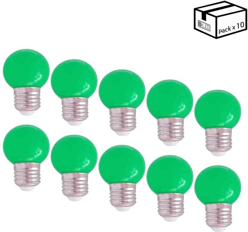 Packung mit 10 E27 1W LED-Glühbirnen 1 Farbe