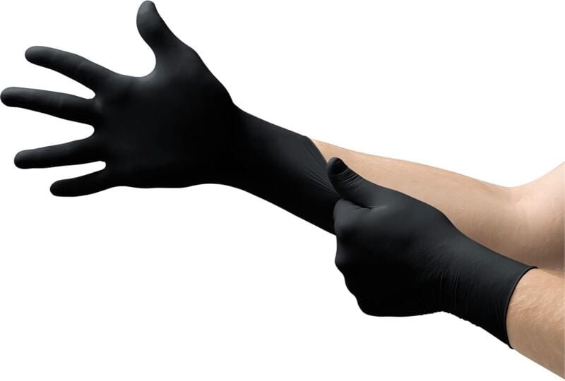 Thumbnail - 23 cm) (schwarz) 1 Stück Einweg-PVC-Handschuhe, Backen, Catering, Kochen, Geschirrspülen, Haushaltsreinigung, dicke, ver...