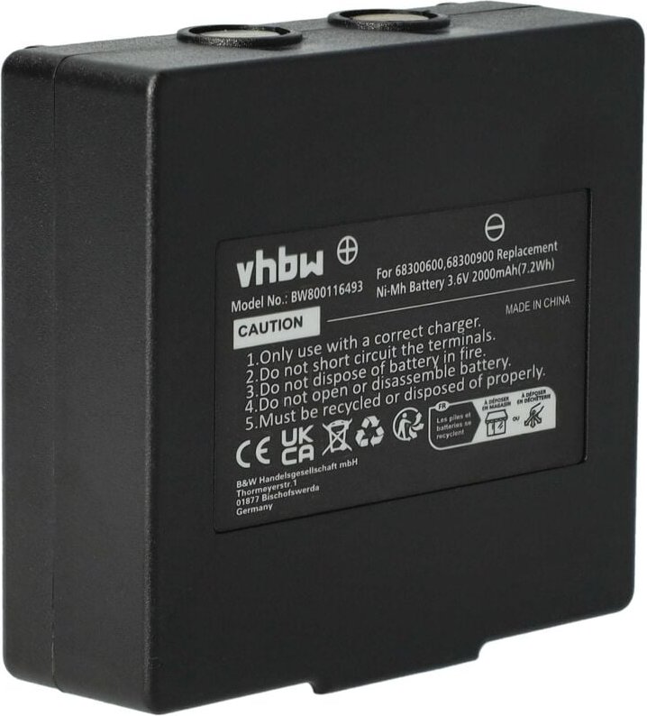 Vhbw - 1x Akku kompatibel mit Potain P-63418-95 Industrie-Funkfernsteuerung Fernbedienung (2000 mAh, 3,6 v, NiMH) - Schw...