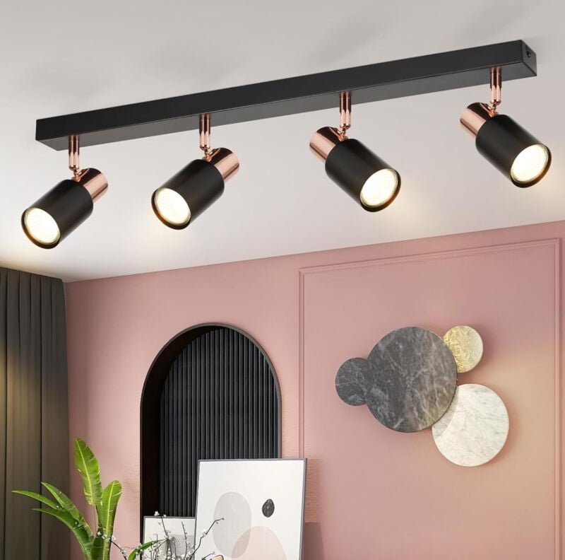 Deckenstrahler 4 Flammig led Deckenleuchte - GU10 Deckenlampe Schwarz Wandstrahler 355° Drehbar Modern Deckenspots Flur ...