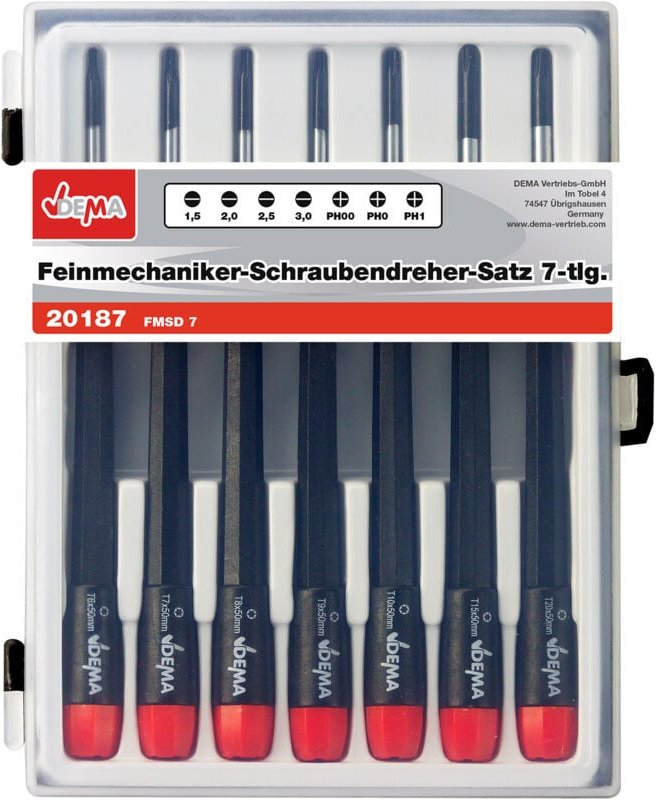 Dema - Feinmechaniker Schraubendreher Schraubenzieher Satz T6-T20 Schraubendrehersatz