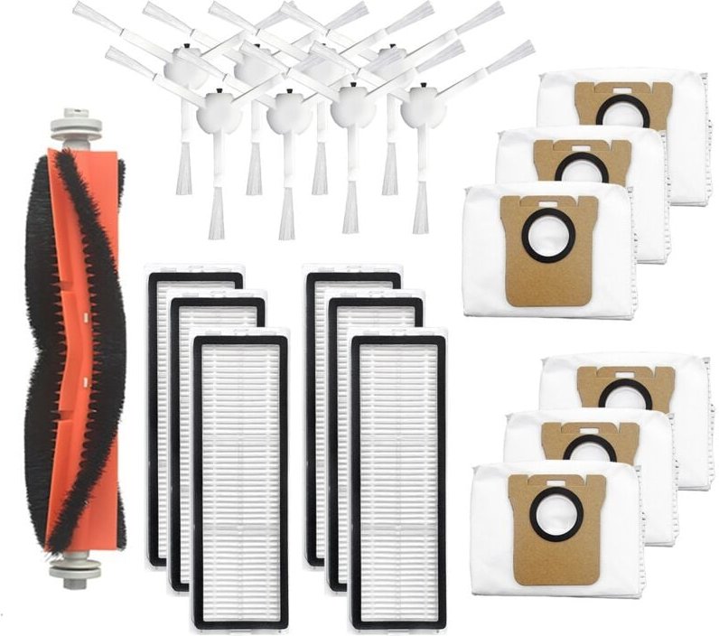 Für Mijia Kehrroboter Hauptbürstenzubehör Hauptbürste + 8 Seitenbürsten + 6 Filter + 6 Staubbeutel