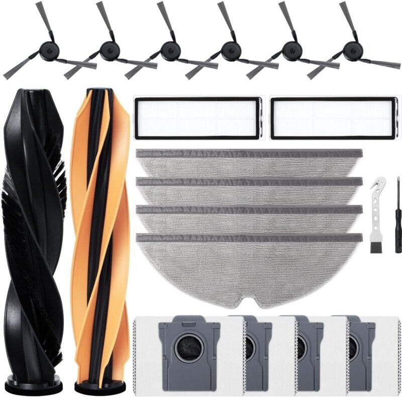 Zubehörset für Dreame D20 Pro Plus Saugroboter: 2 Hauptbürsten, 6 Seitenbürsten, 2 Filter, 4 Wischtücher, 4 Staubbeutel,...