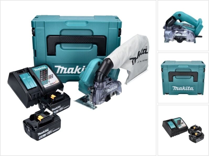 Makita DCC 500 RGJ Akku Diamantschneider 18 V 125 mm Brushless + 2x Akku 6,0 Ah + Ladegerät + Makpac
