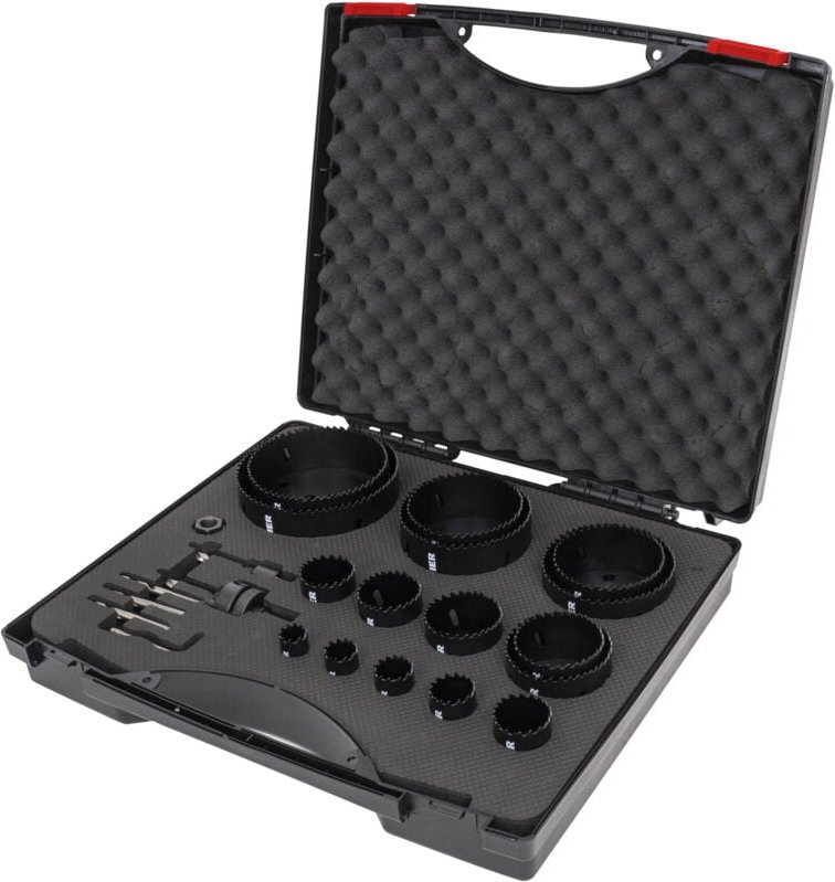 Lochsägen-Set HSS-Co8 Bimetall, 21-teilig, 19 - 121 x 44 mm, aggressiver Schnitt, Schnitttiefe bis 44mm