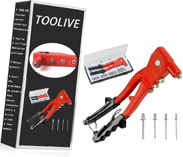 Manuelle Nietzange, Nietzange, 4 Düsen, 100 Nieten + Aufbewahrungsbox