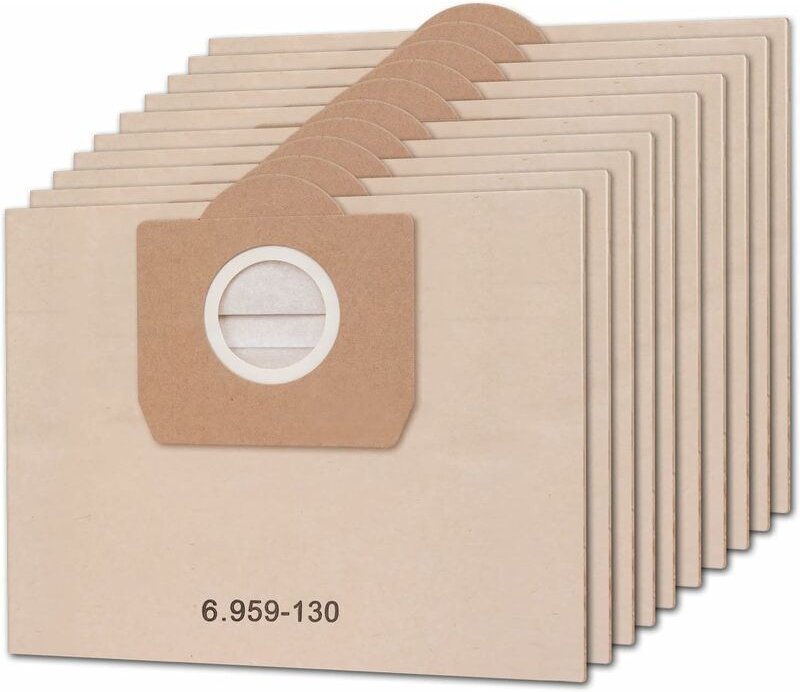 Lot de 10 sacs d'aspirateur pour Karcher 6.959-130.0 WD3 WD3P MV3 A2204 A2254 A2604 Sacs Filtrants en Papier de Rechange...