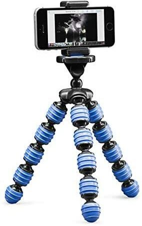 Flexibles Mini-Mobilstativ Cullmann Alpha 350 mit Smartphone-Ständer, blau, Tragfähigkeit 1 kg, Gewicht 204 g