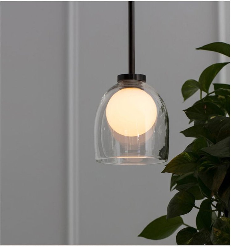 Modern Hängelampe Glas Lampenschirm Pendelleuchte Höhenverstellbare Kronleuchter Ø18CM - Transparent