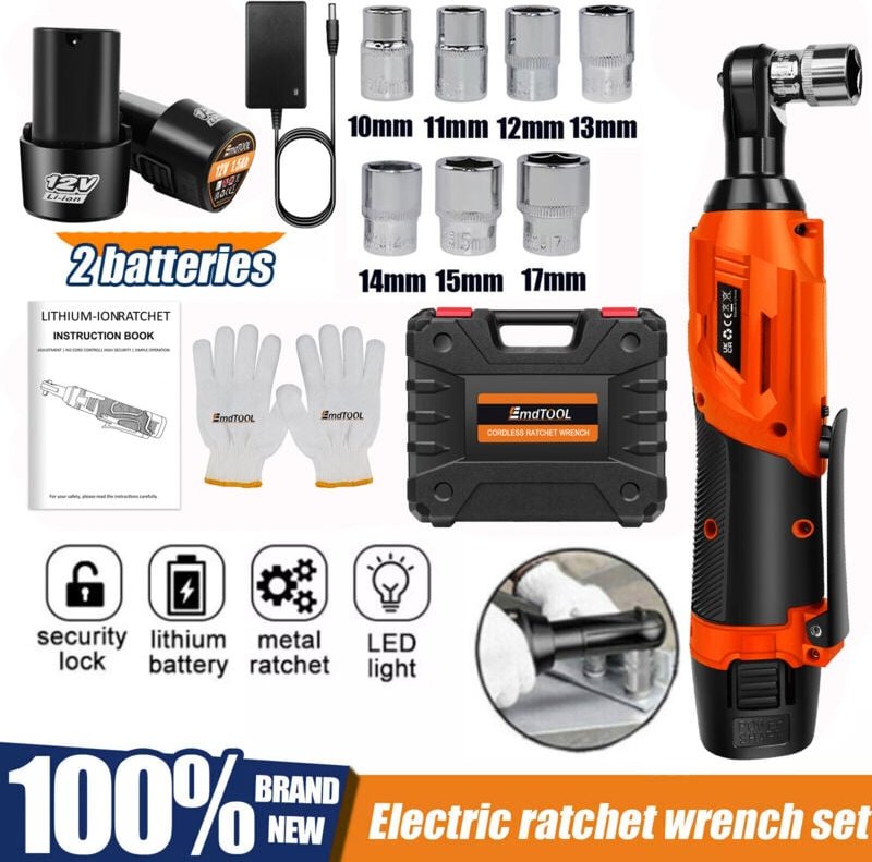 Akku-Ratsche Ratschenschlüssel mit 3/8 Zoll 90° Winkel-Elektroschlüssel mit Fall