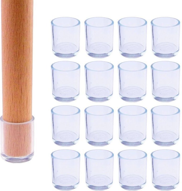Set mit 16 Schutzkappen für Stuhlbeine – Silikon – Rund – Durchmesser: 16 mm