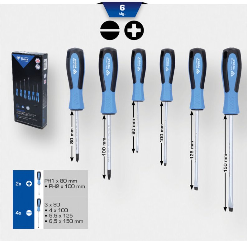 Brilliant Tools - Schraubendreher-Satz, 6-tlg., Schlitz, ph Phillips