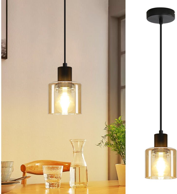 Gbly - Pendelleuchte Esstisch Hängelampe Vintage Esstischlampe Hängend E27 Hängeleuchte Schwarz 1 Flammig Esszimmerlampe...