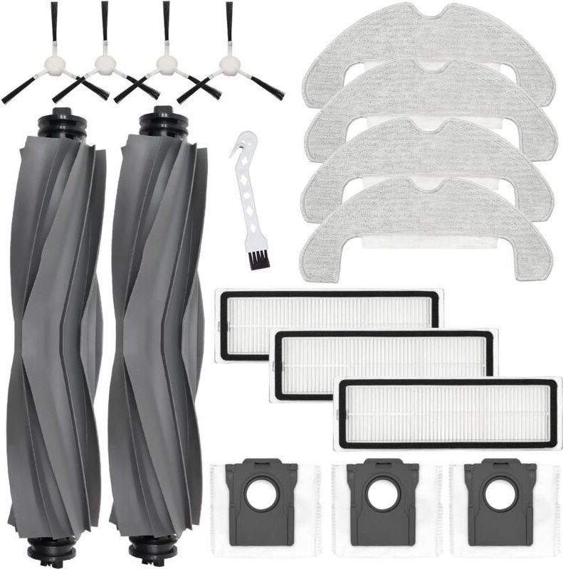 Ersatzteile für Dreame D10 Plus Gen 2 Saugroboter: 2 Rollenborsten + 4 Wischtücher + 4 Seitenbürsten + 3 Filter + 3 Stau...