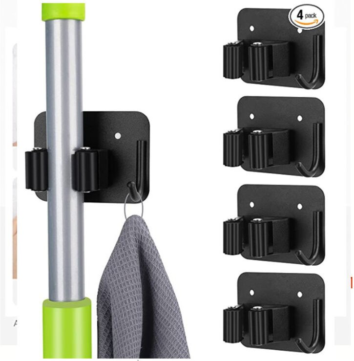 Wandmontierter Besenhalter, 6-teiliges Set, Edelstahl, für Mopps, Kehrschaufeln und Gartengeräte, für Garage, Küche, Bal...