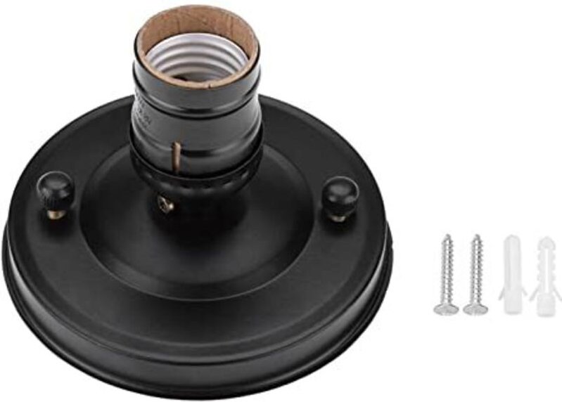 E26/E27 Vintage Industrie-Deckenlampe Schwarz - Pendelleuchte mit Schraubsockel für Wand und Decke, ideal für Zuhause un...