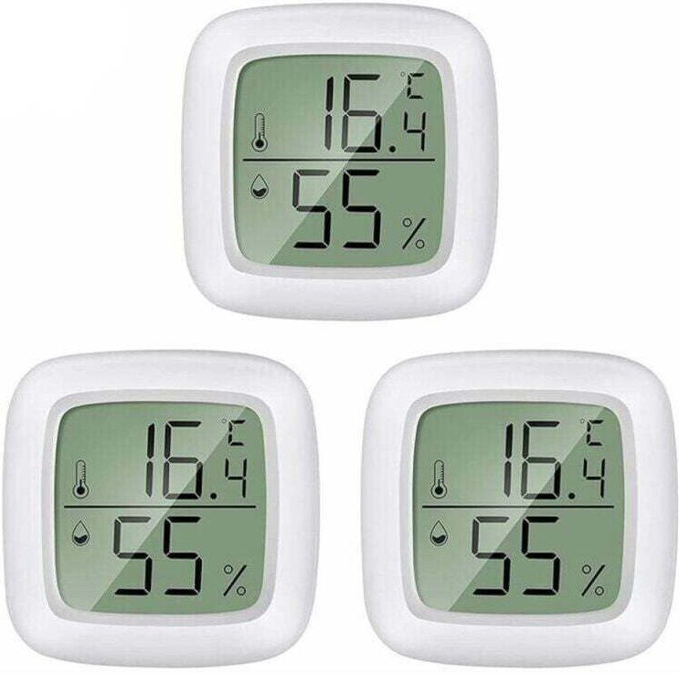 3-teiliges Set – hochpräzises elektronisches Thermometer und Hygrometer mit integriertem Magneten und doppelseitigem Kle...
