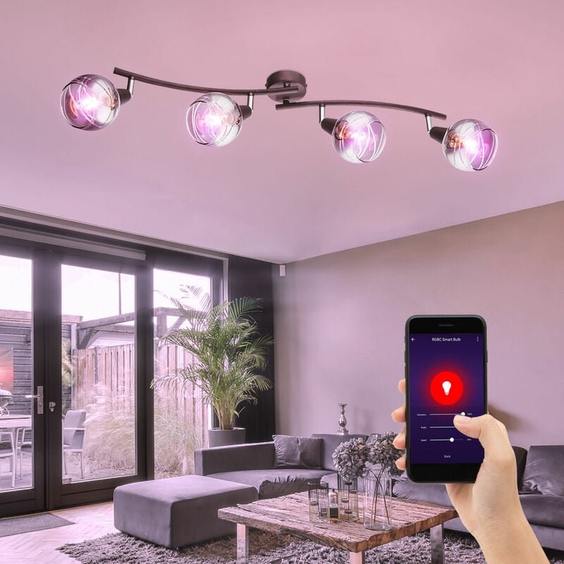 Smart Spot Leiste dimmbar Decken Leuchte Glas Lampe verstellbar App Handy Steuerung im Set inkl. RGB LED Leuchtmittel
