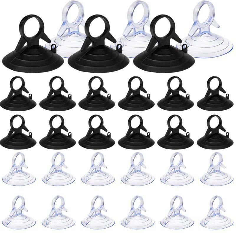60 Stück Sonnenschutz mit Saugnäpfen, 45-mm-Saugnäpfe ohne Haken, Mini-Saugnäpfe aus PVC, transparente und schwarze Saug...