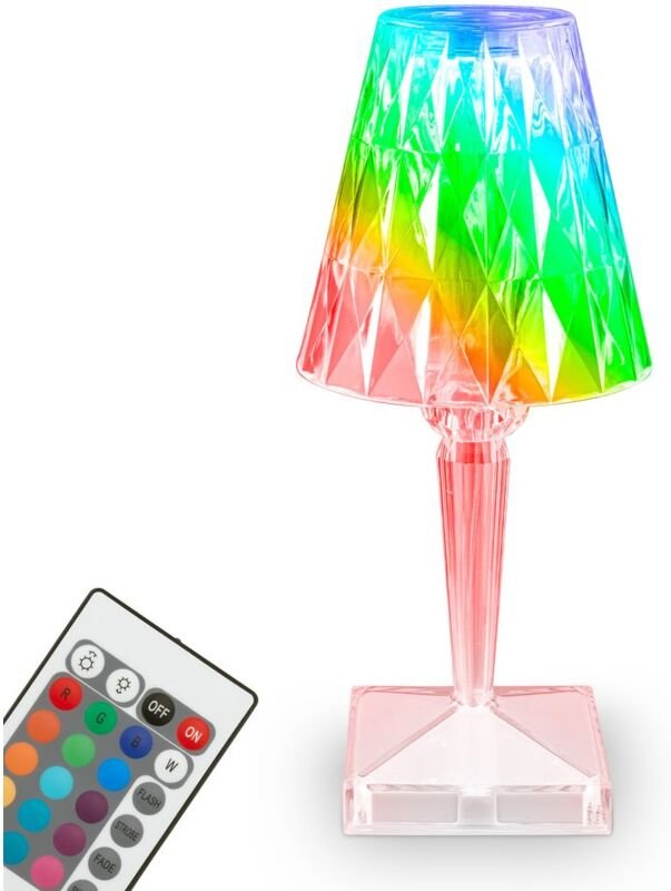 Battery RGB-LED table light, crystal optics, trans