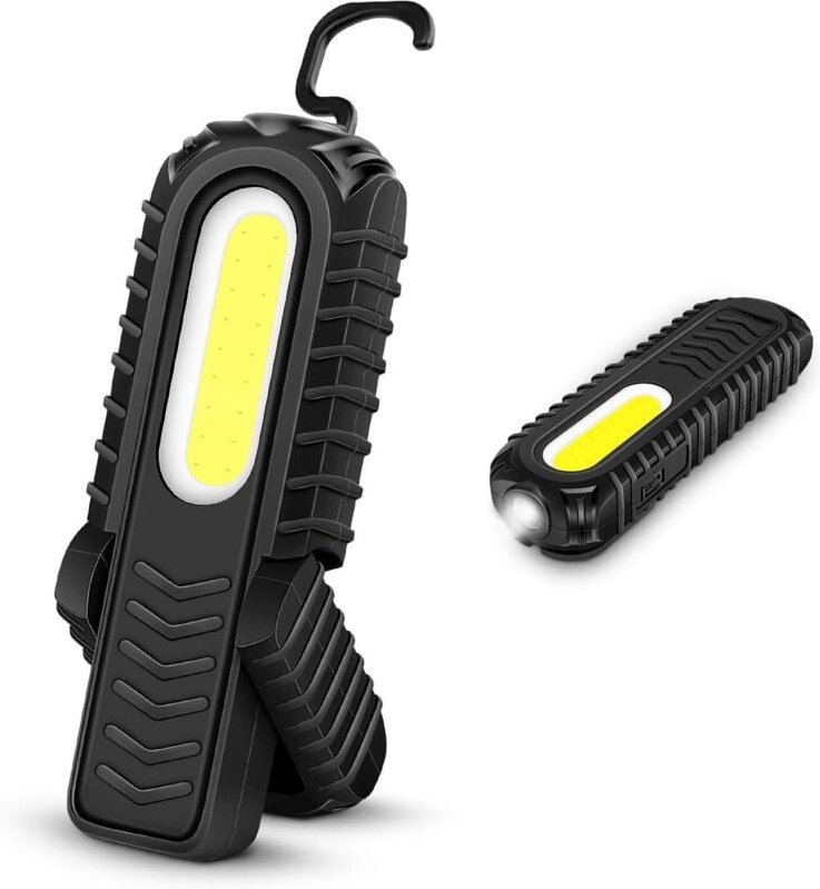 Beijiyi - Wiederaufladbare LED-Arbeitsleuchte, 5 w COB-LED-Arbeitsleuchte vorne mit Haken und Magnetfuß für den Werkstat...