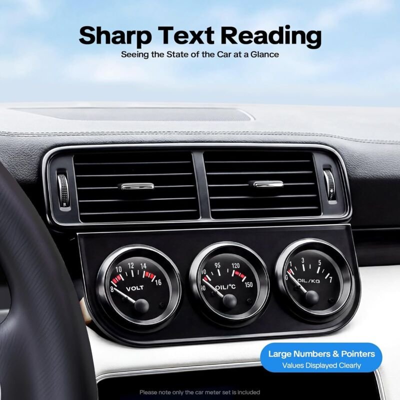 52 mm 3-in-1 Zusatzinstrumente Multifunction, Voltmeter + Öltemperaturmesser + Öldruckanzeige, Zusatzinstrumente LED für...