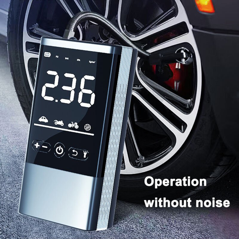 Auto-Inflatorpumpe, kabellos, tragbar, Digitalanzeige, Reifen mit Licht für Motorrad, Fahrrad, Fußball, Basketball - Eos...