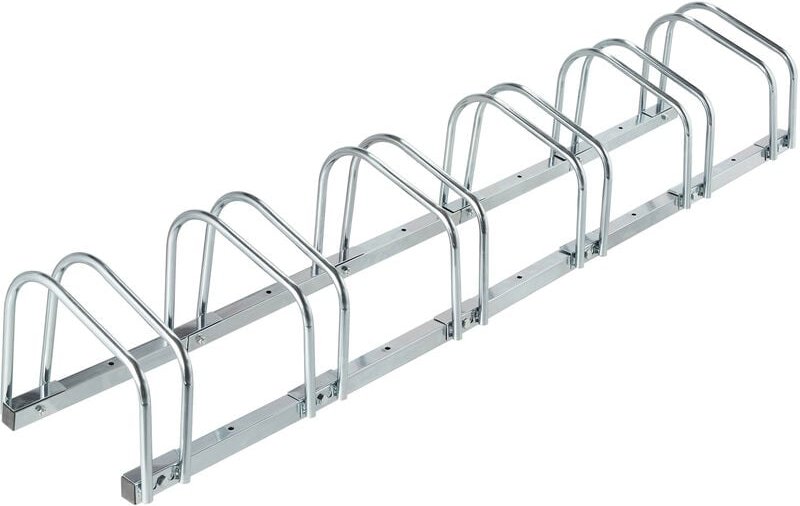 Fahrradständer Boden, für 6 Fahrräder, bis 60 mm Reifenbreite, Metall, Garage, Fahrrad-Aufstellständer, silber - Relaxda...