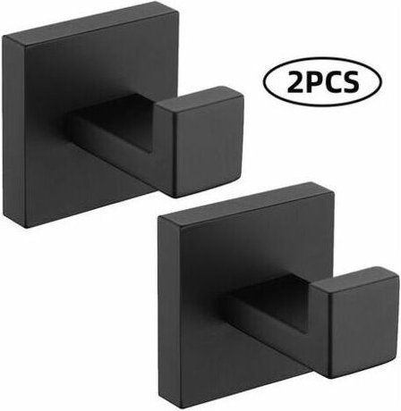 Mumu - Stück Wandhaken, schwarze Handtuchhalter-Haken, 304 Edelstahl-Haken, rostfreie Haken, wasserdichte Haken, Badezim...