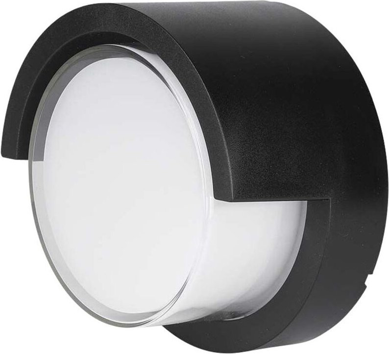 V-TAC VT-827 12W runde LED-Lampe Halbkreis-Diffusor schwarz natürliches weißes Außenlicht 4000k IP65 - sku 218538