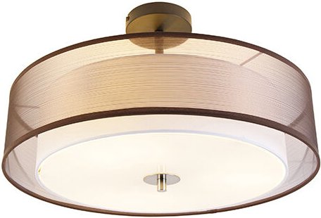 Moderne Deckenleuchte braun mit weiß 50 cm 3 Lichter - Drum Duo