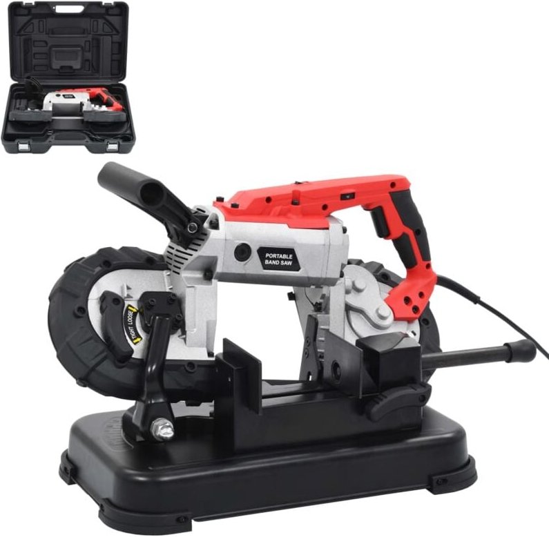 Bandsäge mit Ständer und Transportkoffer Stahl - Vidaxl