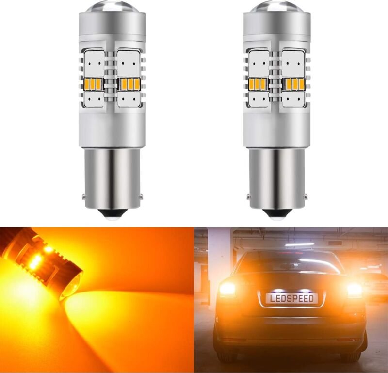 1800LM Amber 1156 BA15S 1141 7506 Hochleistungs-LED-Ersatzlampe 14SMD 3020 VR für Wohnmobile, SUVs, MPVs, Auto-Blinker, ...