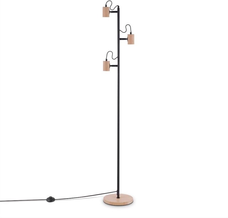 Tischlampe Nachttischlampe E14 Stehlampe Minimalistisch Skandi E27 Holz Fuß Stehleuchte, Natur (Ø23,5 cm) - Paco Home