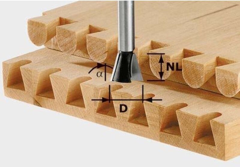 Gratfräser Zinkenfräser hw Schaft 8 mm d 14,3 mm nl 16 mm 10° Nr. 491164 - Festool