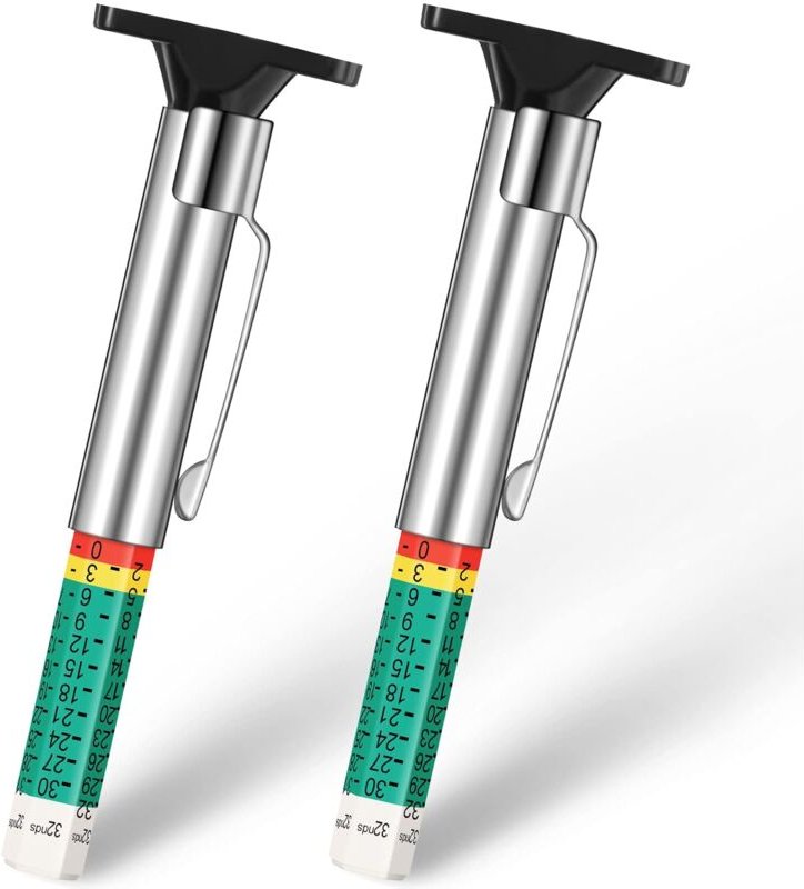 Thumbnail - 2 Stück Profiltiefenmesser, intelligentes farbcodiertes Reifenmesswerkzeug