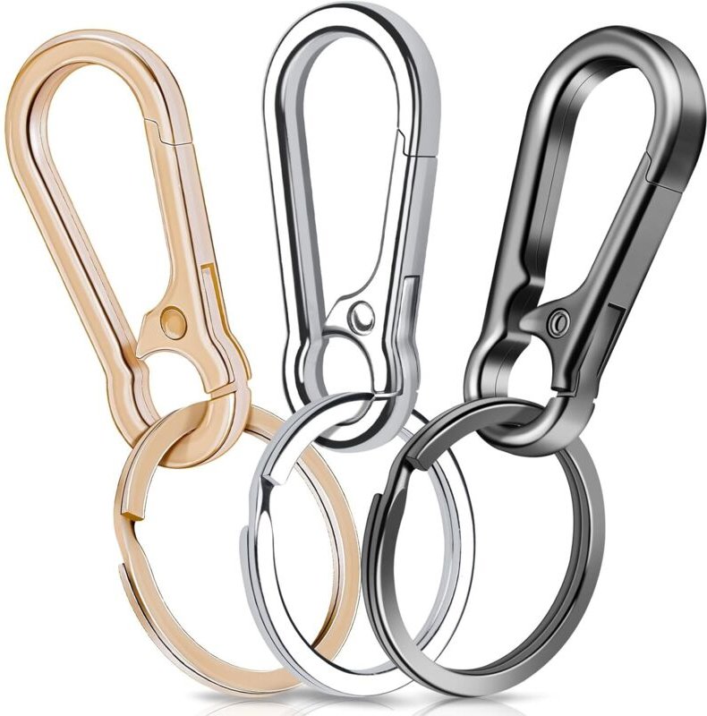 Set mit 3 Schlüsselanhänger-Karabinern, kleine Metallkarabiner, Clip-Karabiner mit Schnapphaken zur Befestigung an einem...