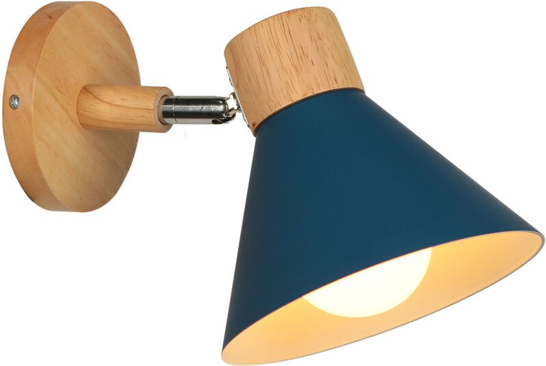 Wandleuchten Moderne Innen Wandlampe Holz Metall E27 Drehbarer für Schlafzimmer Wohnzimmer Flur Cafét - Ø18cm Dunkelblau