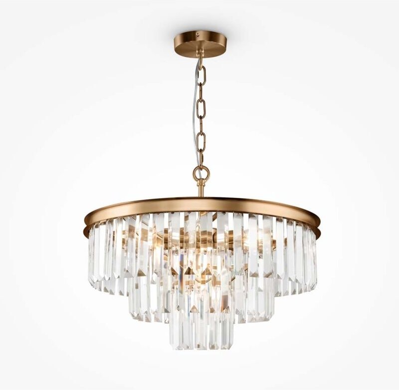 Pendelleuchte Hängelampe Deckenleuchte Kronleuchter Glas Messing Dekor d 50 cm