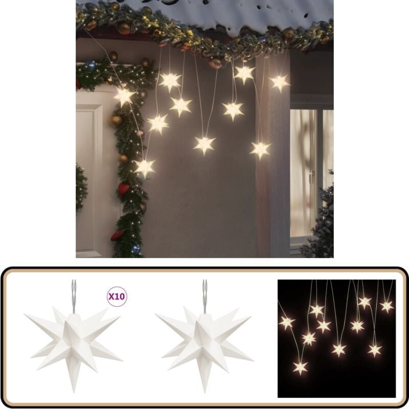 LED-Weihnachtsstern mit 10 LEDs Weiß 10 cm - led Sterne - Weihnachtsdeko - Lichterkette - Sternlicht - Outdoor Beleuchtu...