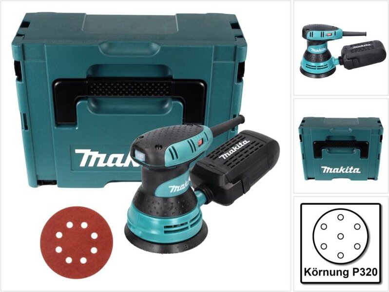 Makita BO 5031 Exzenterschleifer 300 Watt 125 mm + 50x Schleifpapier K320 + Makpac