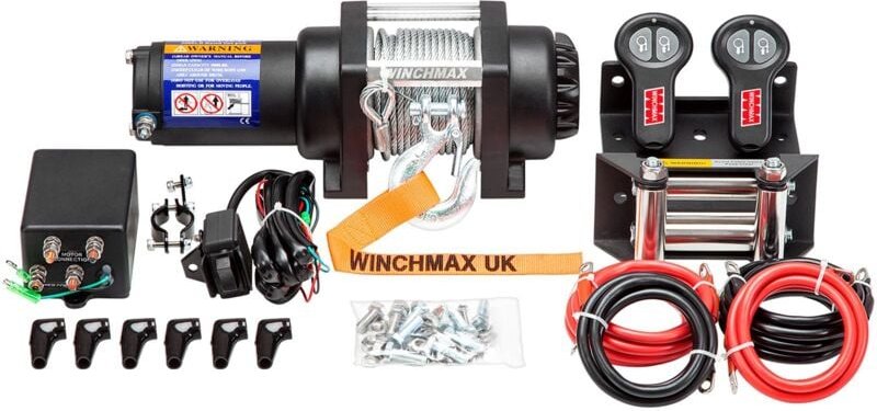 1.361 kg 24-V-Winde in Militärqualität. 15,5 m x 5 mm Drahtseil. Drahtlose Fernbedienung. Bootsanhänger, Marine.