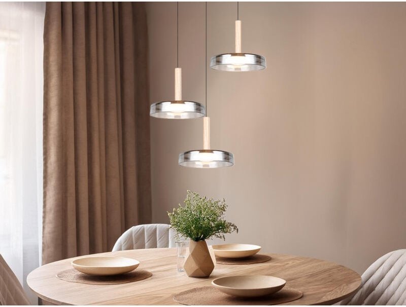 LED Pendelleuchte CELESTE höhenverstellbar 3-flammig Glas Chrom, Ø 35cm