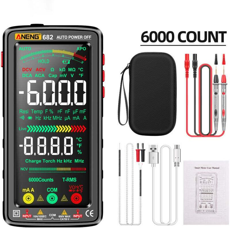 Wiederaufladbares, intelligentes Digitalmultimeter, automatisches Voltmeter und Amperemeter, professionelles Multimeter ...