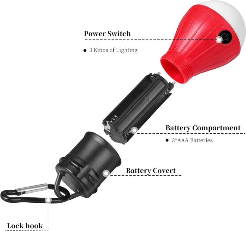 Aougo - Campingleuchte, 4x led Campinglaterne Batteriebetriebene Campingleuchte Tragbare Zeltlampe Wasserdicht Notlicht ...