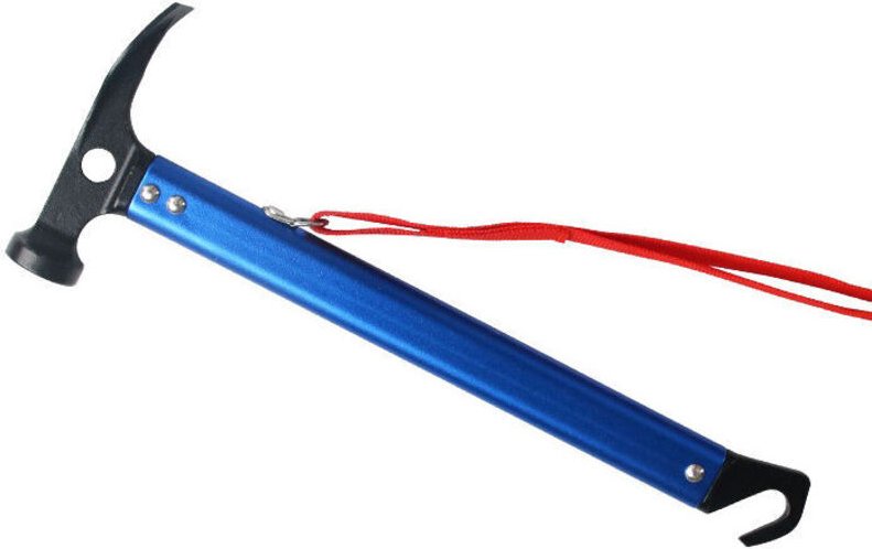 Campinghammer mit Haken, 30 cm Aluminium-Zelthammer, Outdoor-Campinghammer, multifunktionaler Zeltpfahlhammer (blau) - K...