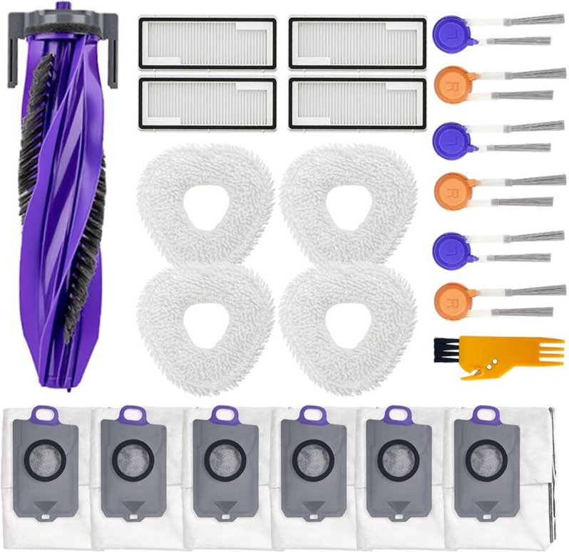 22-teiliges Zubehörset für Narwal Freo Z10 Saugroboter: 1 Hauptbürste, 4 HEPA-Filter, 4 Wischtücher, 6 Seitenbürsten, 6 ...