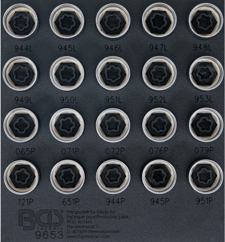 Thumbnail - Bgs Technic - Werkstattwageneinlage 1/6: Felgenschloss-Werkzeug-Satz für Volvo 20-tlg.