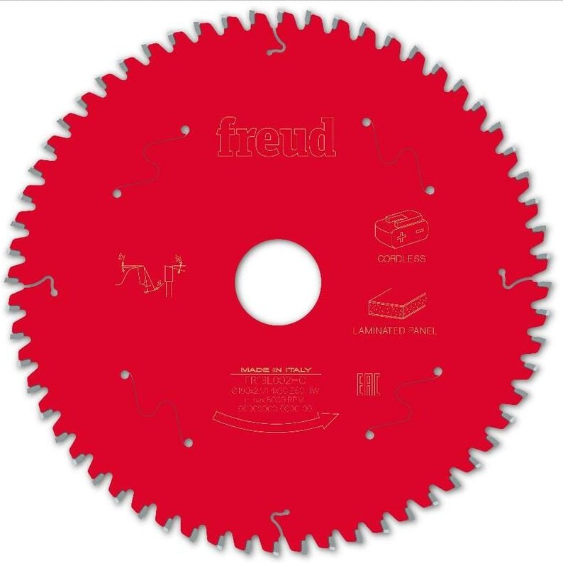 Freud - Sägeblatt für Akku-Handkreissäge Ø190 2,1/1,4 AL30 Z60 ba -5° - F03FS10077 -FR13L002HC